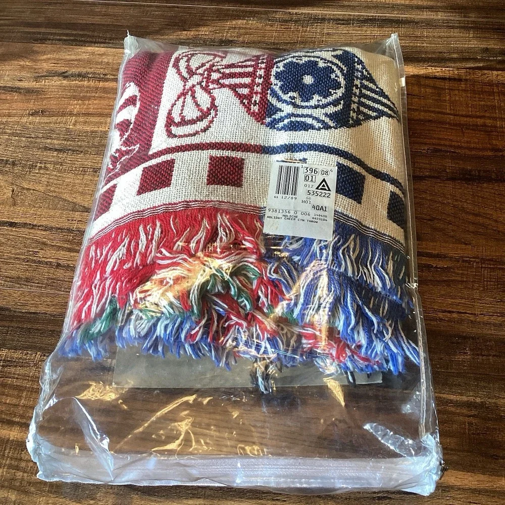 Holiday Throw Blanket Coming Home Tapestry Christmas Ornament Santa Decor Fringe